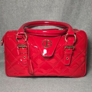 Jack French London Elegant Red Patent Leather Satchel